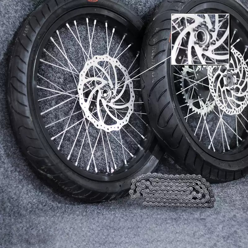 Front and rear 17-inch Supermoto wheel set for Surron Light Bee
