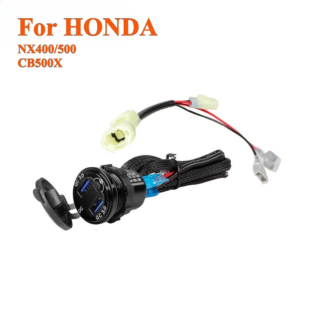 For Honda NX400/500 CB500X 3.0 Quick Charger Dual USB 12V Connector Socket Plug
