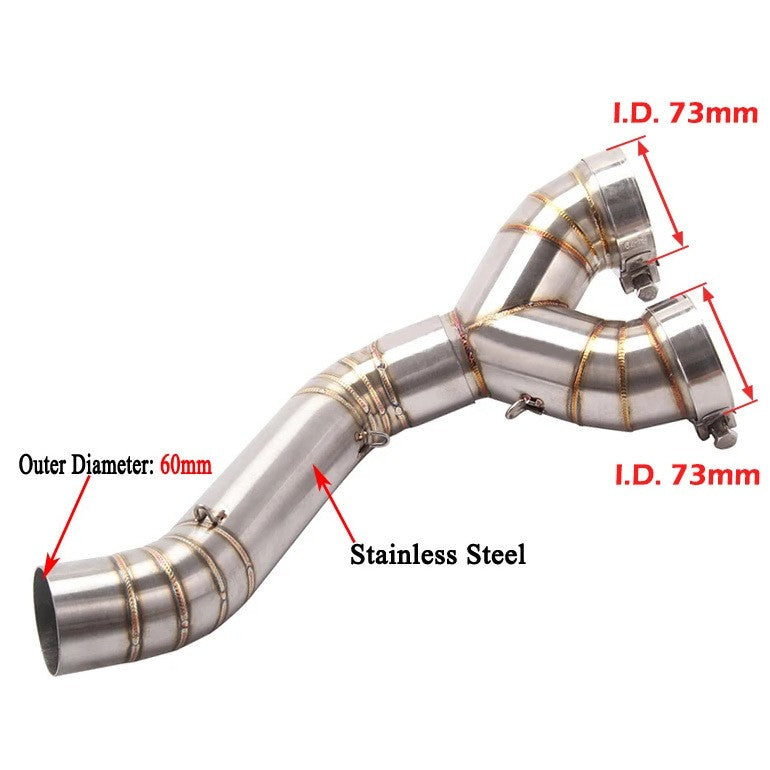 For BMW S1000RR S1000R 2010-2014 Exhaust System Mid Link Pipe Clamp-on 60.5mm